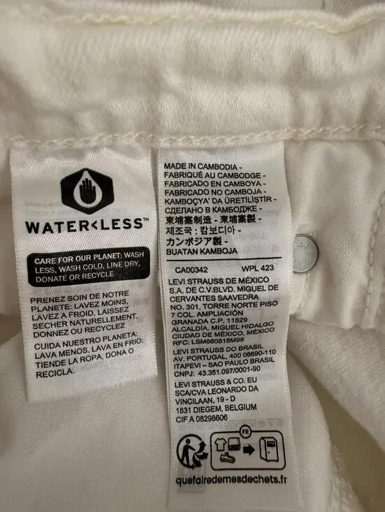 Levis Premium Ribcage Straight Ankle Jeans Women's Size 26 White W26 L27 Denim - Picture 5 of 9